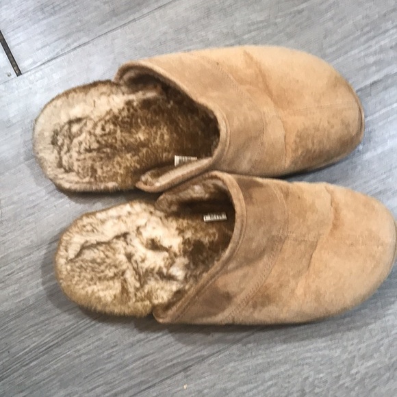 LAMO MEN'S SCUFF Faux Fur Chestnut Suede Upper Slippers size L - Picture 2 of 11